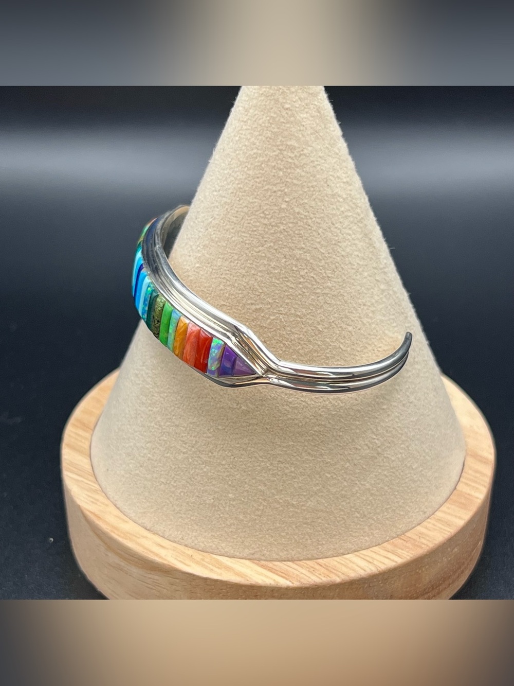 Sterling Silver Opal Inlay Cuff - Picture 3 of 13